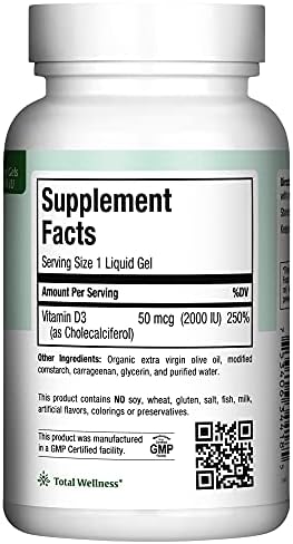 Maxi Health Kosher Vitamin D3 2000IU - Highly Absorbable Vitamin D Supplements for Healthy Immune Response, Calcium Absorption, Teeth & Bone Health - D3 Vitamin 2000 IU -180 Tablets
