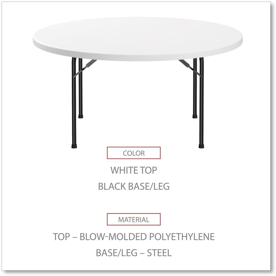 Round Plastic Folding Table, 60" Diameter x 29.25h, White