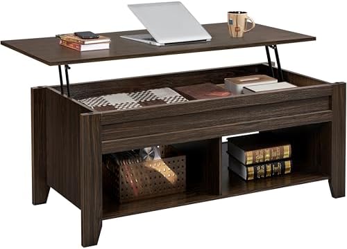 Yaheetech Lift Top Coffee Table with Hidden Storage Compartment Gray 47.5in