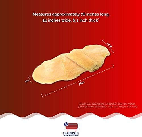 Medical Sheepskin Pelt Pads for Bedsores and Pressure Sores, Large Size (38” x 24” x 1”) | Large Size