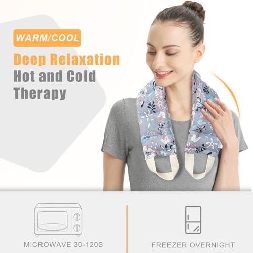 UNCN Long Wide Heating Pad for Neck and Shoulders Back 33x5.9 Microwavable Large Moist Heat Pack Warm Hot Compress Neck Wrap Weighted Bag Massage