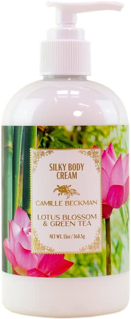 Camille Beckman English Lavender Silky Body Cream, Moisturizer, 13 oz | Sweet almond oil, glycerin, aloe & vitamin E; non-greasy vegan formula; fresh lavender scent; for all skin types; USA made