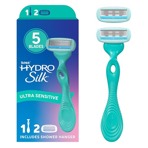 Schick Hydro Silk Ultra Sensitive Razor for Women | Womens Razor for Sensitive Skin, 5 Blade Razors for Women, Womens Razors for Shaving