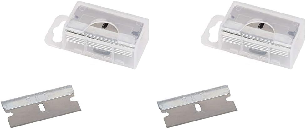 Edward Tools Utility Razor Blades 10 Pack with Dispenser - SK5 Alloy Steel Single Edge Razor Blade Refills for Standard Box Cutter and other Razor Blade Knives - Precison Blades