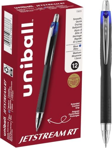 uniball™ Jetstream RT Ballpoint Pens, Black, 1.0mm Medium Point, 12 Count