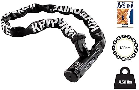 Kryptonite Keeper 712 Combo Bike Chain Lock, 4-Foot 7mm Steel Heavy Duty Anti-Theft Resettable Combination Chain for Bicycles, E-Bikes & Scooters