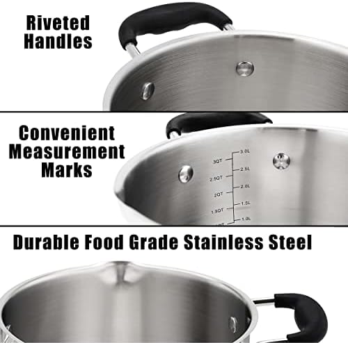 Rorence 6 Quart Stainless Steel Stock Pot, Induction Cooking Pot with Lid