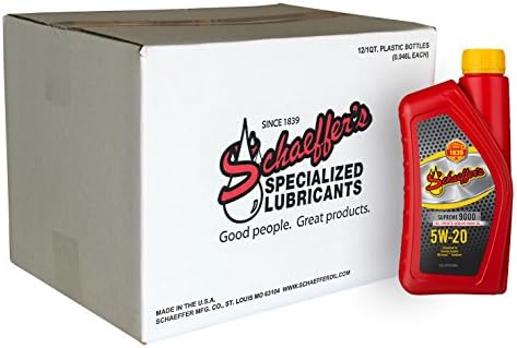 Schaeffer Manufacturing Co. 9005-012 Supreme 9000 Full Synthetic Gasoline Engine Oil 0W-20, 1-Quart Bottle (Pack of 12)