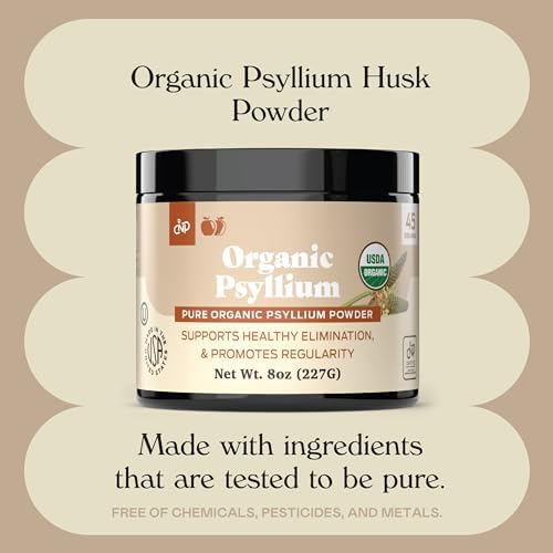Organic Psyllium Husk Powder & Fiber Supplement Bulk - 10oz (280g) Pure Bulk Organic Whole Unflavored Fiber & Colon Cleanse Psyllium Seed