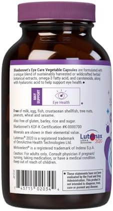 Bluebonnet Nutrition Targeted Choice Eye Care, Supports Eye Health and Macular Protection, Gluten & Dairy Free, Kosher-Certified, Vegan, 45 Servings