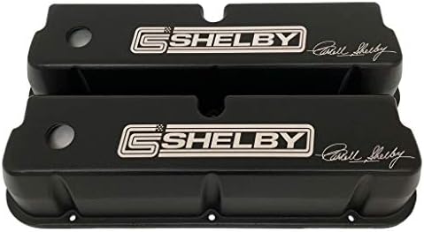 Compatible with Ford 289, 302, 347, 351 Windsor Tall Carroll Shelby Signature Black Valve Covers