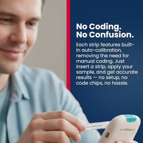 Blood Glucose Test Strips for Diabetes by On-Call Express, 50 Count, No Coding Needed, Quick Read in Seconds, Accurate Diabetic Blood Sugar Testing