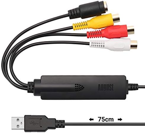 VHS to Digital Video Capture - August VGB350 - External USB Video Capture Card Video VCR to DVD Converter Transfer VHS Home Videos to PC Audio