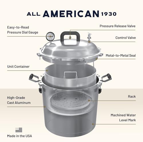 All American 1930 1941X Sterilizer - 41 qt - Non-Electric Sterilizer - Suitable for Any Heat Source - Includes Rack - Made in the USA
