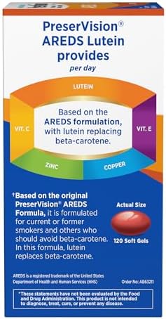 PreserVision AREDS Eye Vitamins, #1 Eye Doctor Recommended Brand, Multivitamin with Lutein, Vitamins C & E, Zinc, and Copper Supplements, 120 Softgels