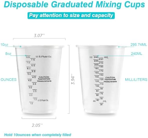 100pcs 8oz Graduated Clear Plastic Measuring Cups