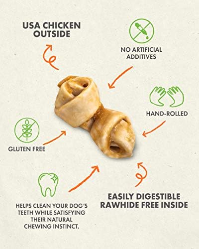 Canine Naturals Rawhide Free Chicken Recipe Dog Chews, Mini Knots, 12 Count