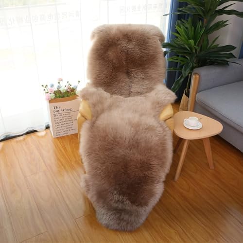 Real Sheepskin Rug Fluffy Sheepskin Throw Genuine Sheepskin Rug Sheepskin Seat Covers for Chairs Recliner Sofa (2.3x6.5ft) (Color : Ivory)