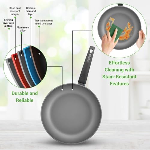 NutriChef Professional 12-Piece Nonstick Cookware - PFOA/PFOS-Free, Heat Resistant Lacquer, Elegant Design, Multi-Sized Pots and Pans, Teal/Gray/Green
