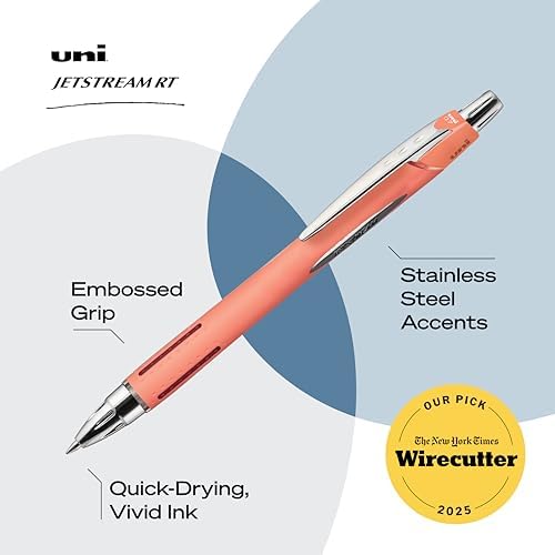 uniball™ Jetstream RT Ballpoint Pens, Black Ink, 0.7mm Fine Point, 3 Count | Retractable, Smooth Writing, Quick-Drying, Smear-Resistant, uni Super Ink™