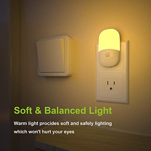 MAZ-TEK Plug in Motion Sensor Dimmable Night Light, Soft Warm White LED Nightlight with Dusk to Dawn Motion Sensor, Adjustable Brightness for Bedroom