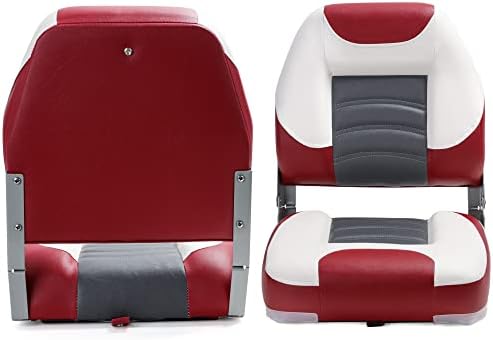 NORTHCAPTAIN T1 Deluxe Low Back Folding Fishing Boat Seats 2 Pack - Premium Bass/Jon/Pontoon Boat Chairs,4 Mounting Screws Included