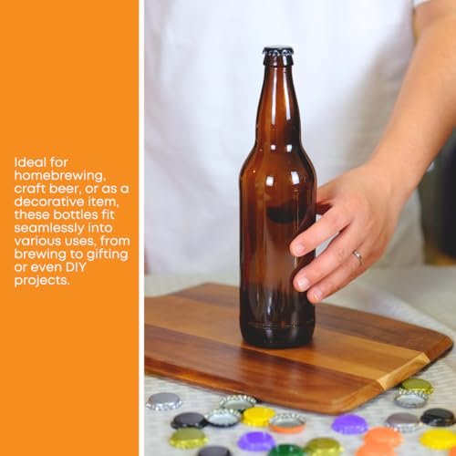 FastRack Amber Beer Bottles 12oz (Pack of 48) | Longneck Glass Beer Bottles with Pry-off Crown Finish for Home Brewing Mead