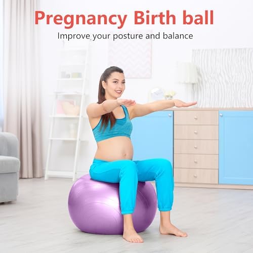 Primasole Exercise Ball for Balance Stability Fitness Workout Yoga Pilates at Home Office & Gym Birthing Ball for Pregnancy, Office Ball Chair