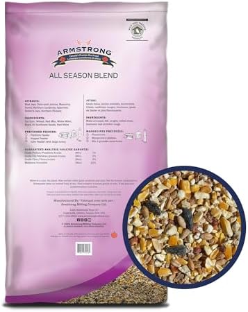 Armstrong Wild Bird Food All Season Bird Seed Blend, 40 Pounds - with Cut Corn, Wheat, White & Red Millet, Black Oil Sunflower Seeds for Blue Jays