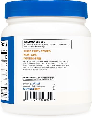 Nutricost Psyllium Whole Husk Powder (Flakes) 8.1oz - Gluten Free & Non-GMO