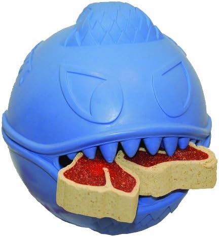 Jolly Pets Monster Ball Bouncing Dog Toy/Treat Holder, 3.5 Inches, Blue