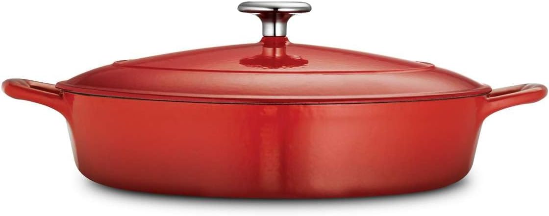 Tramontina Bestow Enameled Cast Iron 4-Qt Braiser Pan with Lid, Blue | Oven-to-Table Casserole Dish, Great for Shallow Braises & Simmers