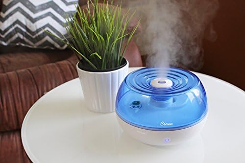 Crane Personal Ultrasonic Cool Mist Travel Humidifier and Vaporizer for Congestion Relief, 360° Adjustable Nozzle, Filter-Free .75 Liter Tank, Blue/White, Office Humidifier