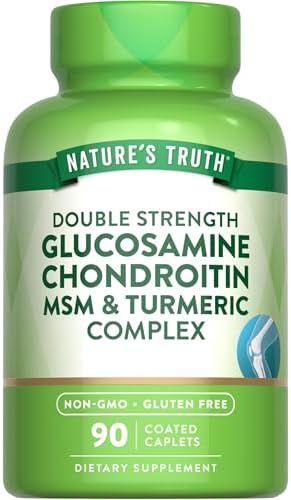 Nature's Truth Glucosamine Chondroitin MSM Complex | 90 Caplets | with Turmeric | Double Strength | Non-GMO & Gluten Free Supplement | with Turmeric