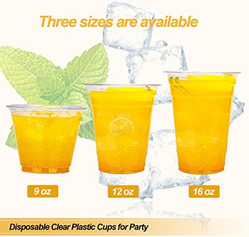 TashiBox [16oz - 150 Cups Clear Plastic Cups, disposable plastic cups for tea,smoothies Sodas and Mixed Drinks
