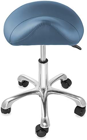 Saloniture Professional Ergonomic Saddle Stool, Black - Adjustable Hydraulic Seat, Rolling Spa Salon, Massage