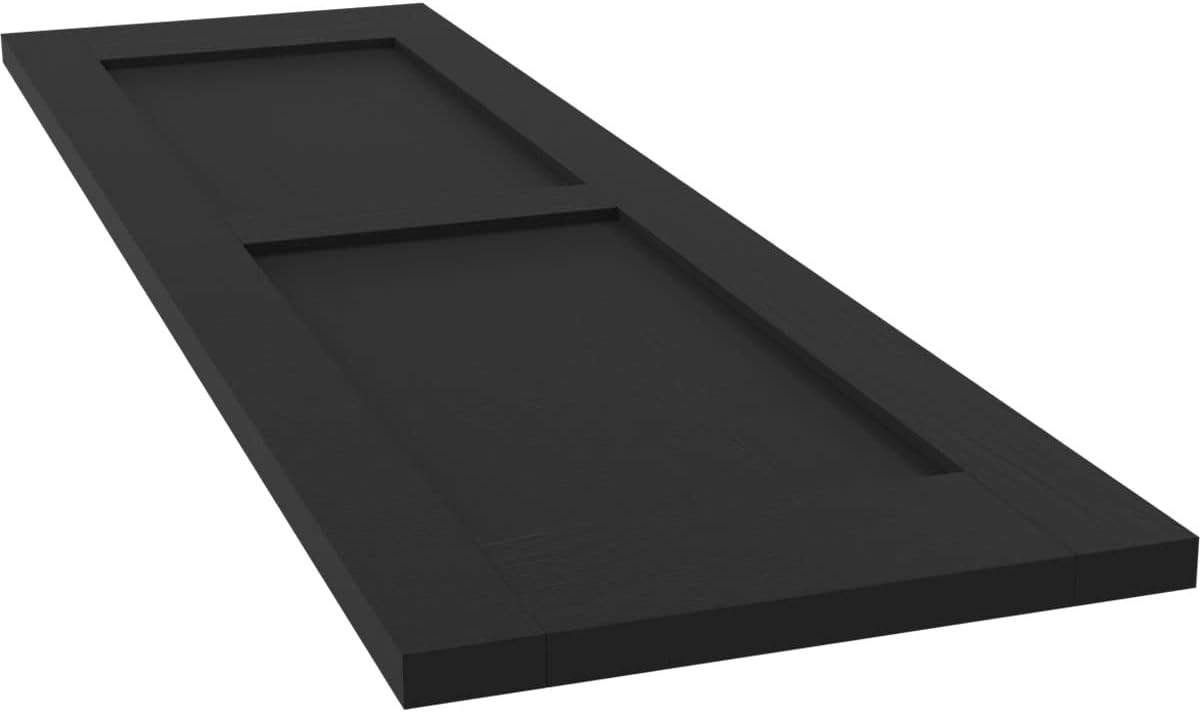 15"W x 72"H Americraft Two Equal Flat Panel Exterior Real Wood Shutters (Per Pair), Black