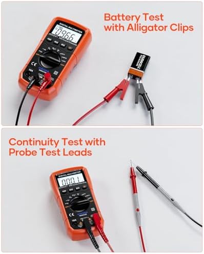 Crenova MS8233D Multimeter 6000 Counts Digital Multimeter DC AC Volt Meter Ohm Volt Amp Tester Measures Voltage Current Resistance Capacitance