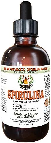 Hawaii Pharm Spirulina Alcohol-Free Liquid Extract, Professional Grade, Small Batch Crafted Spirulina (Arthrospira platensis) Dried Algae Glycerite Natural Herbal Supplement, 2 fl.oz