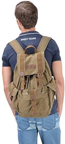 GOOTIUM 21101AMG Specially High Density Thick Canvas Backpack Rucksack, Field Tan, Large