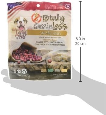 Loving Pets Totally Grainless - Chicken & Cranberry Recipe Sausage Bites for Dogs, 6oz
