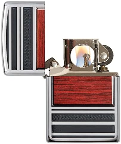 Zippo Wood Grain High Polish Chrome Pipe Pocket Lighter