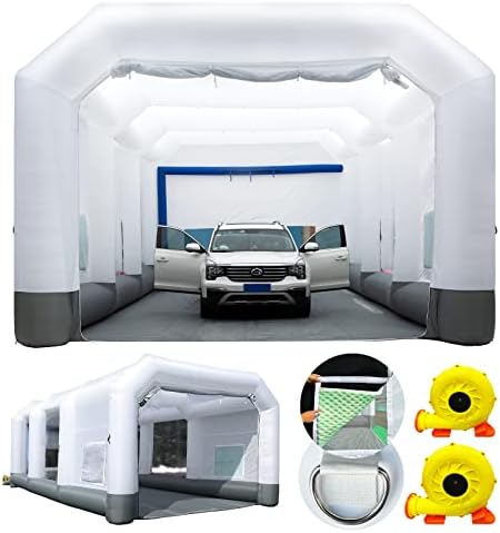 GORILLASPRO Portable Inflatable Paint Booth 26x15x10Ft, Inflatable Spray Booth with 2 Blowers (950W+950W)