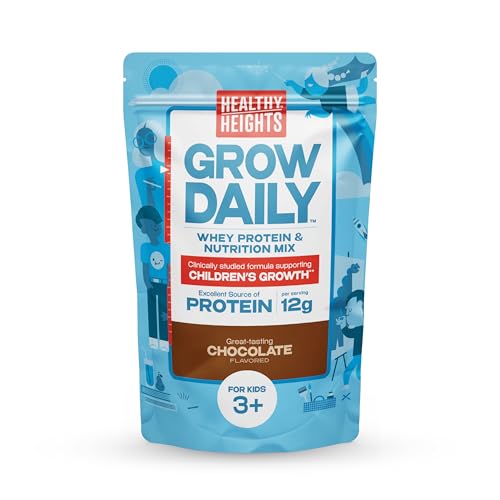 Healthy Heights Grow Daily Kids Protein Drink Mix (Chocolate) - High Protein Shake for Kids 3+, 21.6 oz