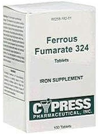 Cypress Pharmaceutical Ferrous Fumarate 324 Tablets, Boxed, 100ct
