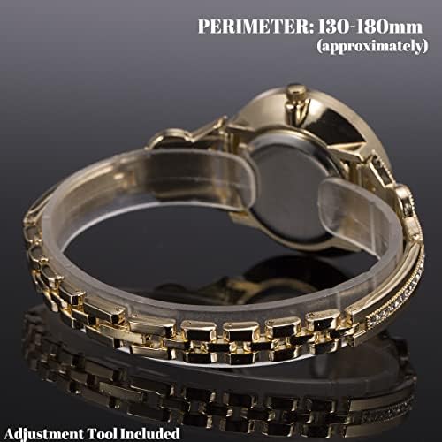 SIBOSUN Lady Women Wrist Watch Quartz Gold Stainless Steel Crystal Dress Fashion Bracelet