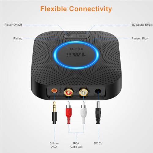 1Mii B06+ Bluetooth Receiver, Hi-Fi Wireless Audio Adapter, Bluetooth 5.3 Receiver with 3D Surround aptX HD aptX Low Latency for Home Music Streaming Stereo System