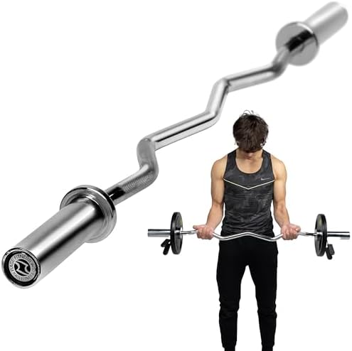 EZ Curl Bar, Alloy Steel Chrome, 47 inch 17lbs Weight, 400lbs Capacity