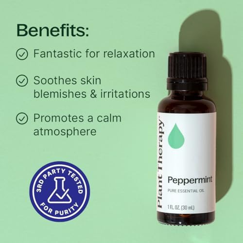 Plant Therapy Peppermint Essential Oil 30 mL (1 oz) Natural Aromatherapy | Pure, Undiluted for Diffuser & Topical Use, Relaxation, Digestion