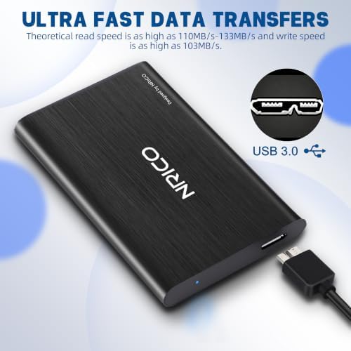 NRICO Ultra Slim 500GB Portable External Hard Drive USB3.0 HDD Storage | Compatible for PC, Desktop, Laptop,Mac,PS4, Xbox one(BLACK, 500,GB) large capacity external storage,Plug and Play